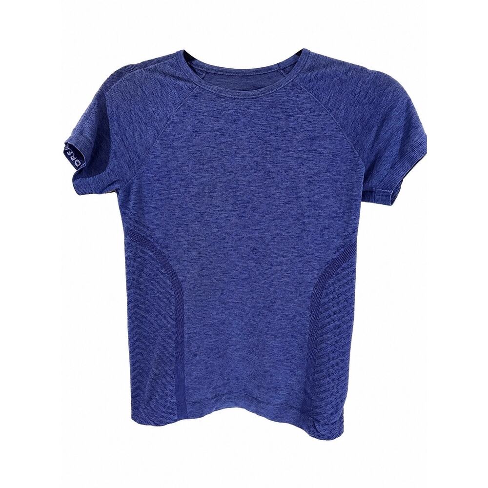 Athleta Girl Large 12 Power Up Seamless Tee Blue Purple Y2K Gym Dance Shirt